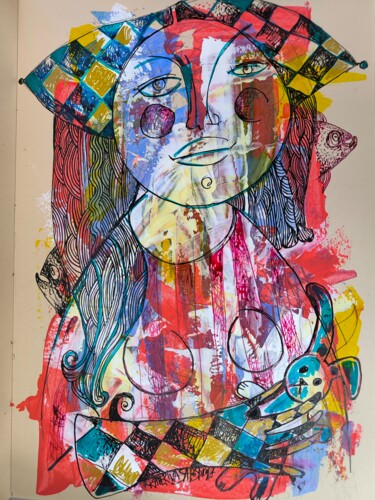 绘画 标题为“portrait of a girl…” 由Katerina Sapozhkova, 原创艺术品, 墨