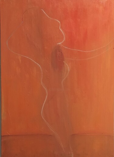 Painting titled "Orange number one" by Oleksyi Zagumnyi, Original Artwork, Oil Mounted on Wood Stretcher frame