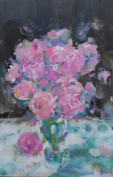绘画 标题为“Premières roses” 由Myriam Delarue-Assan, 原创艺术品, 丙烯 安装在木质担架架上