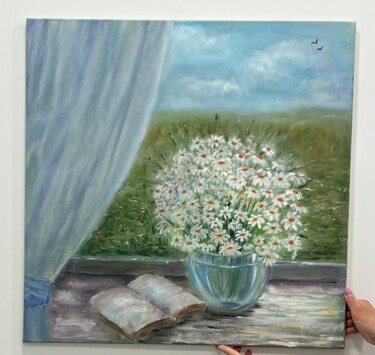 Painting titled "Сhamomile summer" by Olga Minasyan, Original Artwork, Oil