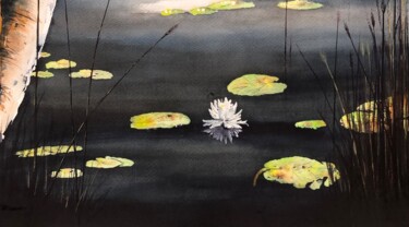 绘画 标题为“Water Lily” 由Martin S, 原创艺术品, 水彩