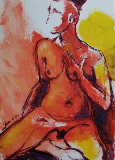 Frauenakt lila Aktstudie Original Ölbild Painting titled "Frauenakt lila Akts…" by Olga David, Original Artwork, Oil