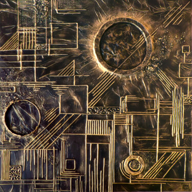 Painting titled "Fossile 41" by John Fluo, Original Artwork, Acrylic