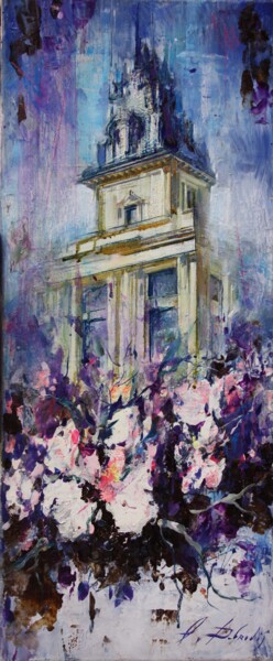 Painting titled "Spring sketch 33" by Dobrodiy Alexandr, Original Artwork, Oil Mounted on Wood Stretcher frame