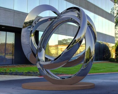 Sculpture titled "Echo Arc#4" by Daniel Kei Wo, Original Artwork, Stainless Steel