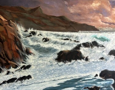 Painting titled "TERRA INCOGNITA" by Loïc Gourmelen, Original Artwork, Oil Mounted on Wood Stretcher frame