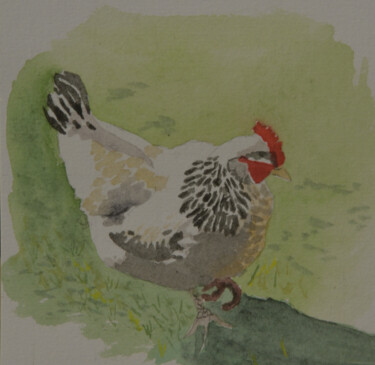 绘画 标题为“Petite poule du che…” 由Bernard Pothier, 原创艺术品, 水彩