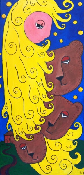 Goldilocks and the three bears Peinture intitulée "Goldilocks and the…" par Marily Valkijainen, Œuvre d'art originale, Acrylique
