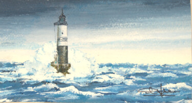 Phare Ar Men Peinture intitulée "Phare Ar Men" par Christian Biard, Œuvre d'art originale, Huile
