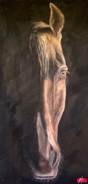 Schilderij getiteld "Обсидиан" door Anastasia Salabodova, Origineel Kunstwerk, Olie