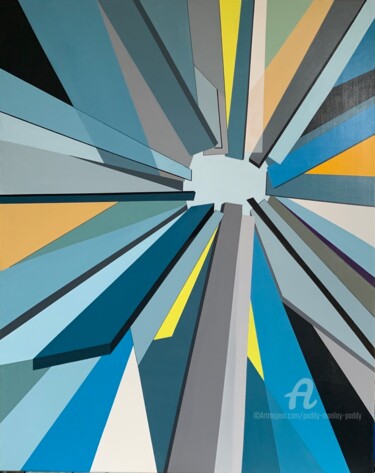 Peinture intitulée "Soleil Bleu et Nomb…" par Paddy Manlay (Paddy), Œuvre d'art originale, Acrylique