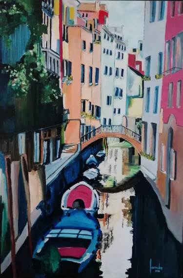 Peinture intitulée "VENISE" par Loïc Gourmelen, Œuvre d'art originale, Huile Monté sur Châssis en bois
