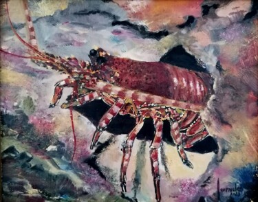 绘画 标题为“PALINARUS ELEPHAS” 由Loïc Gourmelen, 原创艺术品, 油