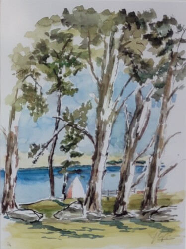 Malerei mit dem Titel "Le guépard voiles d…" von Yves Le Brun, Original-Kunstwerk, Aquarell