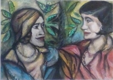 Disegno intitolato "conversazione" da Laudu, Opera d'arte originale, Pastello