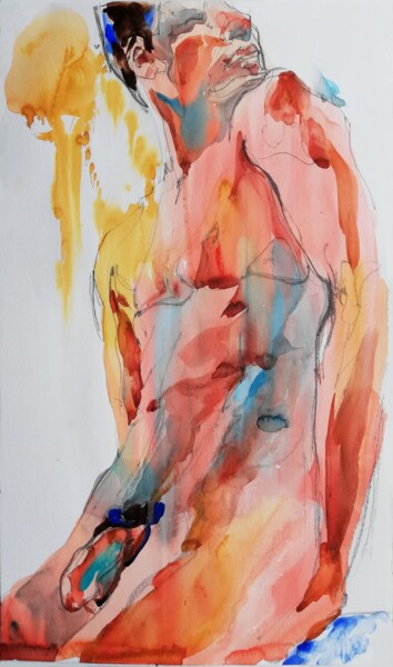 Schilderij getiteld "Enjoying Sun XIV" door Jelena Djokic, Origineel Kunstwerk, Aquarel