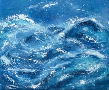 Malerei mit dem Titel "Blue storm" von Sandrine Belmont, Original-Kunstwerk, Acryl Auf Keilrahmen aus Holz montiert