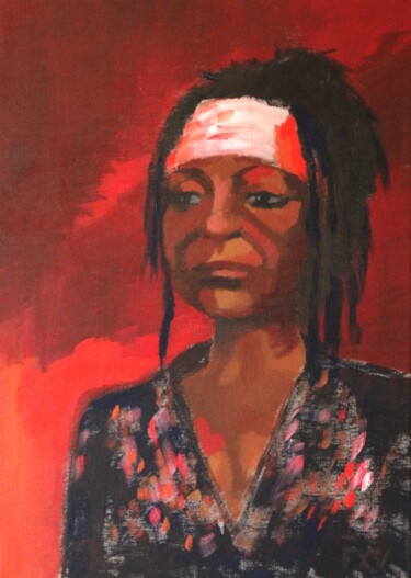 Malerei mit dem Titel "Portrait d'une femm…" von Francois Xavier Vaudeleau, Original-Kunstwerk, Acryl