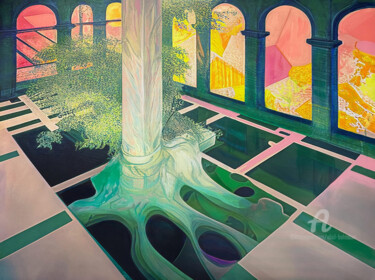 绘画 标题为“Cathedral Tree” 由Abol Bahadori, 原创艺术品, 油