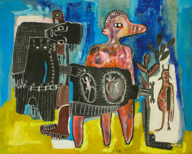 Peinture intitulée "Oiseau de mauvaise…" par William Bakaimo, Œuvre d'art originale, Acrylique Monté sur Châssis en bois