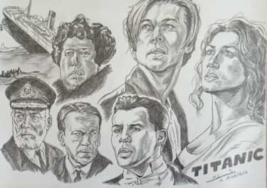 Illustration du film Titanic réalisé aux crayons 图画 标题为“Illustration du fil…” 由Gilles Staub (LeCrayonAgile), 原创艺术品, 铅笔