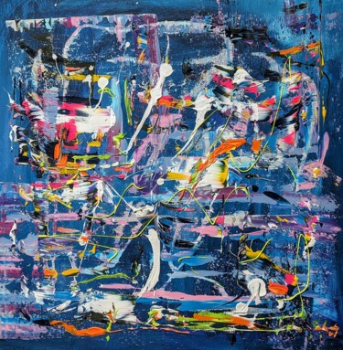 Painting titled "Oceanid" by Darya Nakvakina, Original Artwork, Acrylic Mounted on Wood Stretcher frame
