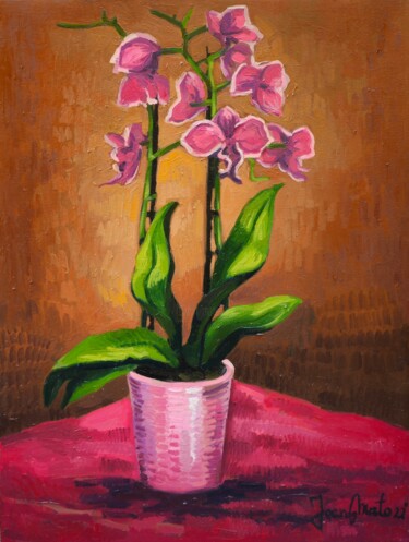 Painting titled "The Orchids" by Joan Mato, Original Artwork, Oil
