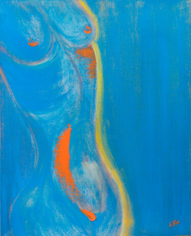 绘画 标题为“Nude (blue)” 由Anna Ovsiankina, 原创艺术品, 油