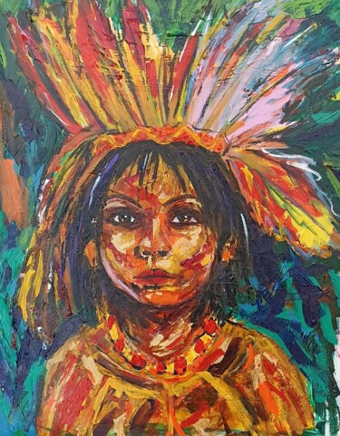 제목이 "Amazonian child"인 미술작품 João Miranda로, 원작, 아크릴