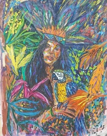 绘画 标题为“Amazonian woman” 由João Miranda, 原创艺术品, 丙烯