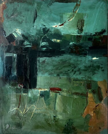 Painting titled "Malachite" by Stanislav Yushkov, Original Artwork, Oil Mounted on Wood Panel