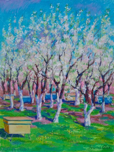 「Le jardin fleurit」というタイトルの絵画 Olena Polovnaによって, オリジナルのアートワーク, パステル