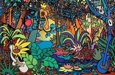 Arts numériques intitulée "La forêt des guitar…" par Julien Bagout, Œuvre d'art originale, Impression numérique