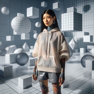 数字艺术 标题为“Wearing a mesh top…” 由Александр Погодин, 原创艺术品, AI生成的图像