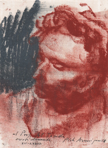 图画 标题为“Autoritratto giovan…” 由Pietro Annigoni, 原创艺术品, 粉彩