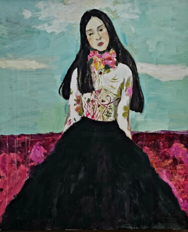 绘画 标题为“THE GIRL WITH ROMAN…” 由Lidia Zadeh Petrescu, 原创艺术品, 丙烯