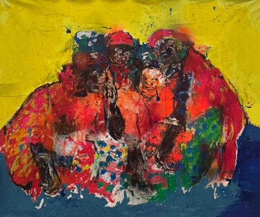 Peinture intitulée "Déjeuner sur l'herb…" par Rafiy Okefolahan, Œuvre d'art originale, Acrylique