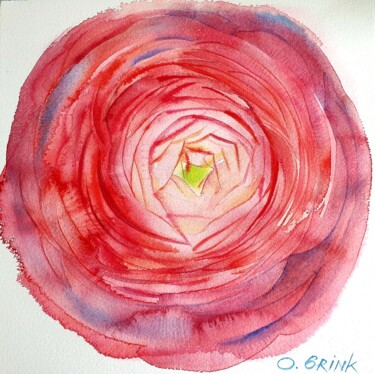 Painting titled "Ranunculus" by Olga Brink Art, Original Artwork, Watercolor