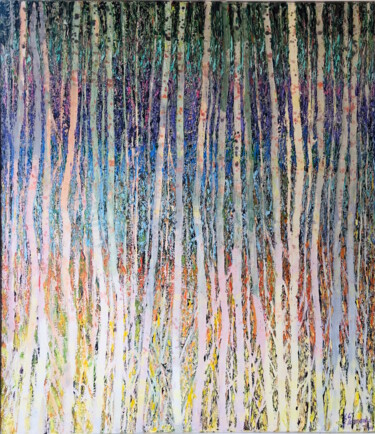Peinture intitulée "La forêt - The Fore…" par Stelio Scamanga, Œuvre d'art originale, Huile Monté sur Châssis en bois