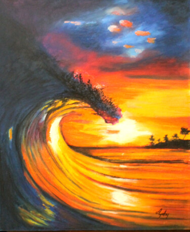 Peinture intitulée "Vague 2" par Adyne Gohy, Œuvre d'art originale, Pastel