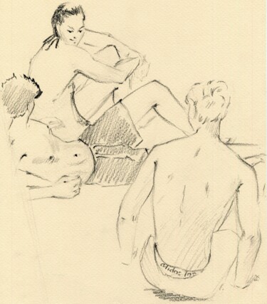 "3 figures sketch" başlıklı Tablo Anja Rudko tarafından, Orijinal sanat, Grafit