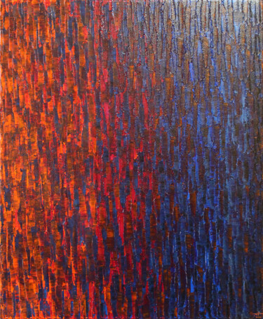 Ζωγραφική με τίτλο "Fondu couleur orang…" από Jonathan Pradillon, Αυθεντικά έργα τέχνης, Ακρυλικό Τοποθετήθηκε στο Ξύλινο φο…