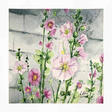 绘画 标题为“Hollyhocks 2” 由Maciej Kłosowski, 原创艺术品, 水彩