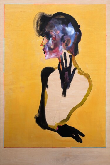 Painting titled "Handstick" by Daniel Derderian, Original Artwork, Oil Mounted on Wood Panel