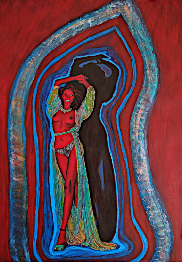 Peinture intitulée "Oumuamua Girl No 10" par Lena Snow, Œuvre d'art originale, Acrylique