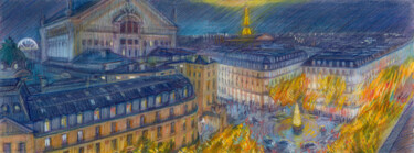 Paris #78 "Lumieres de Noël" 18.11.2023 18h20 Ζωγραφική με τίτλο "Paris #78 "Lumieres…" από Konoko, Αυθεντικά έργα τέχνης, Μολύβι