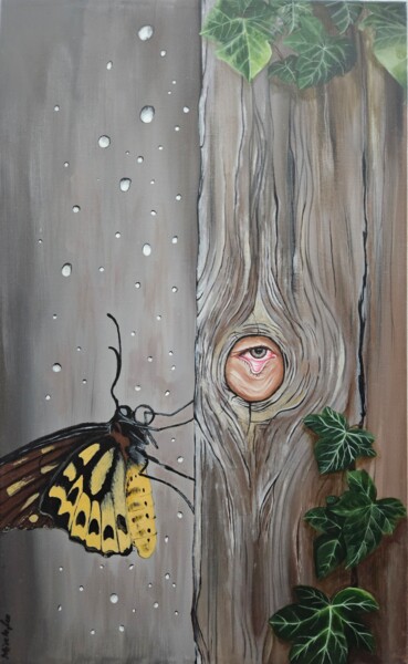 绘画 标题为“The eye & butterfly” 由Mirela Leu, 原创艺术品, 丙烯