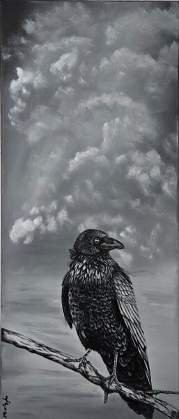 The crow Peinture intitulée "The crow" par Mirela Leu, Œuvre d'art originale, Acrylique