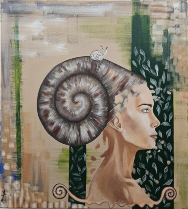 绘画 标题为“Snail woman” 由Mirela Leu, 原创艺术品, 丙烯