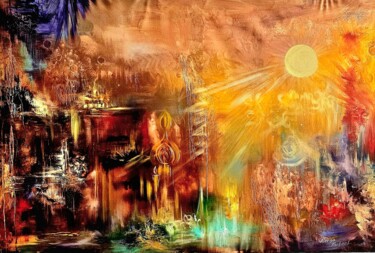 绘画 标题为“Sun Town” 由Margo Tartart, 原创艺术品, 油